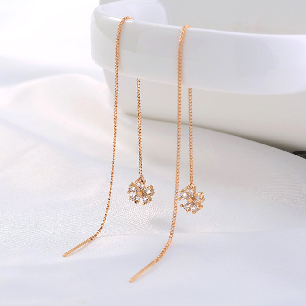 Gold Crown Waterdrop Zircon Tassel Earrings