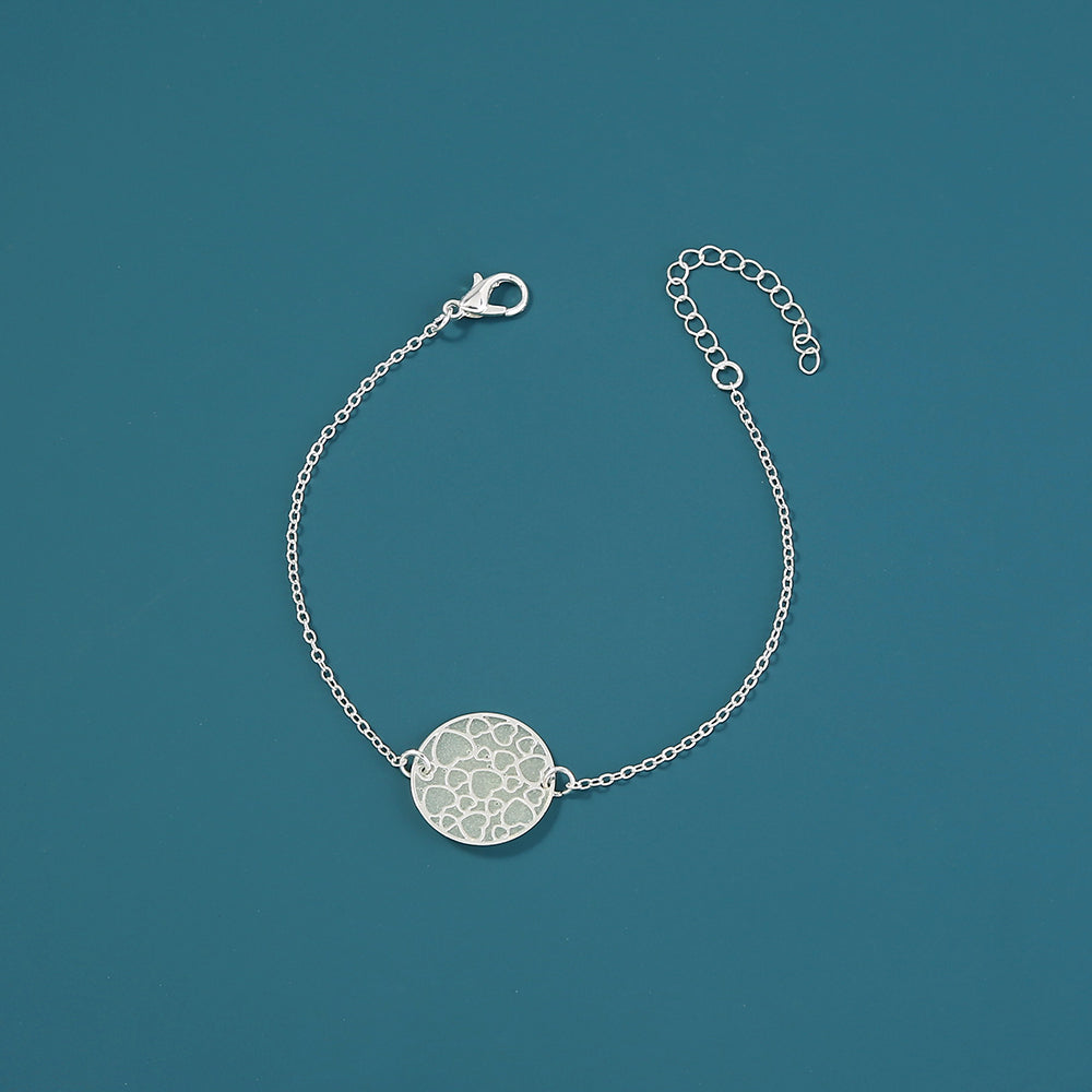 Silver Round Heart Texture glow-in-the-dark bracelet