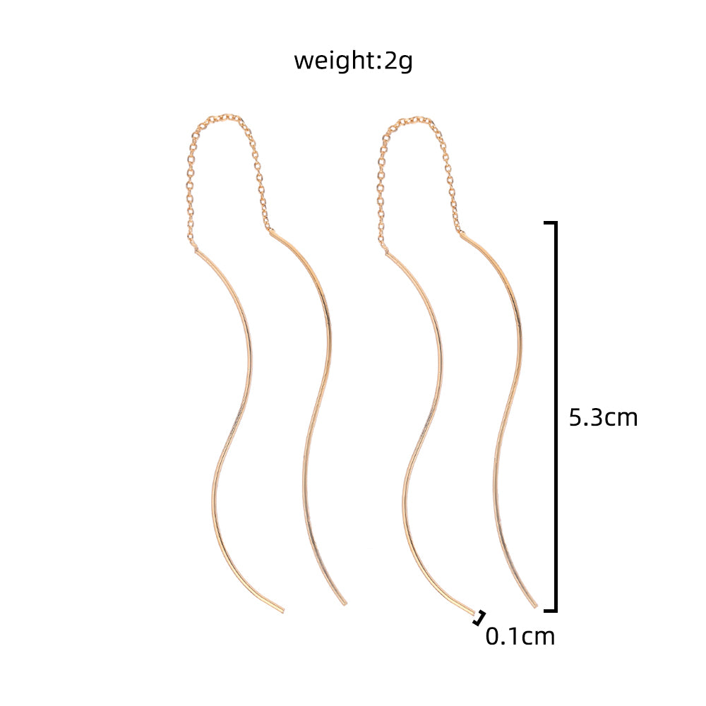 Gold S-shaped Wave Threader Earrings