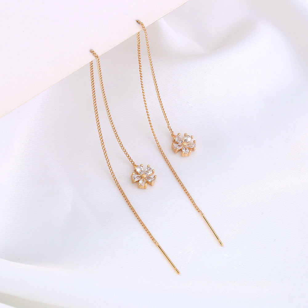 Gold Crown Waterdrop Zircon Tassel Earrings