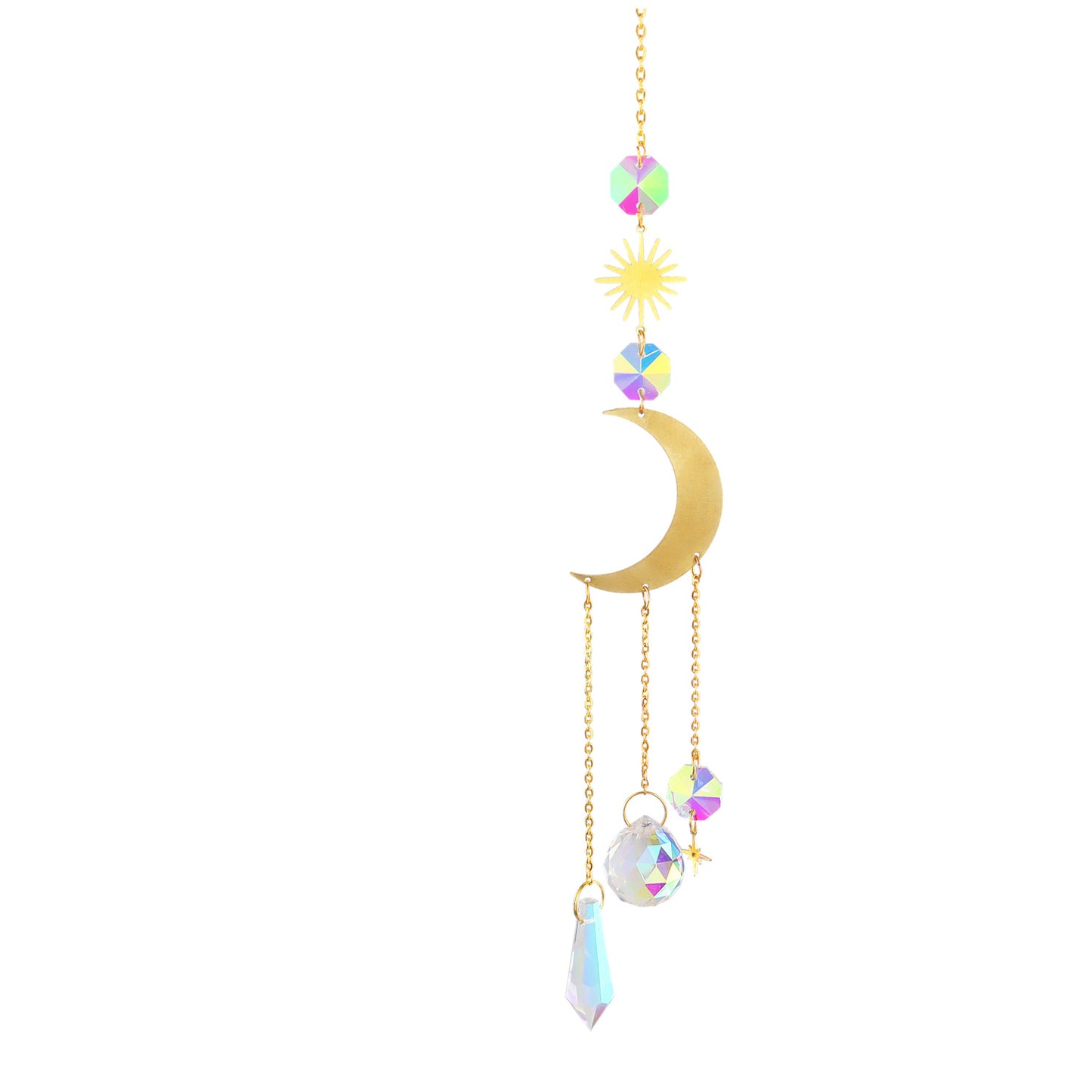 Crystal Sun Catcher Moon Star Wind Chime Pendant