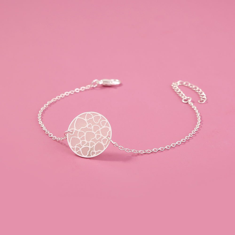 Silver Round Heart Texture glow-in-the-dark bracelet