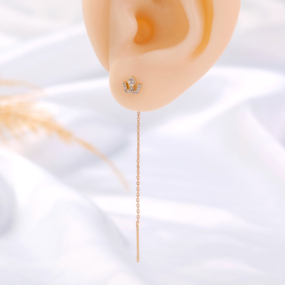 Gold Crown Zircon Copper Accessories Tassel Ear Wire