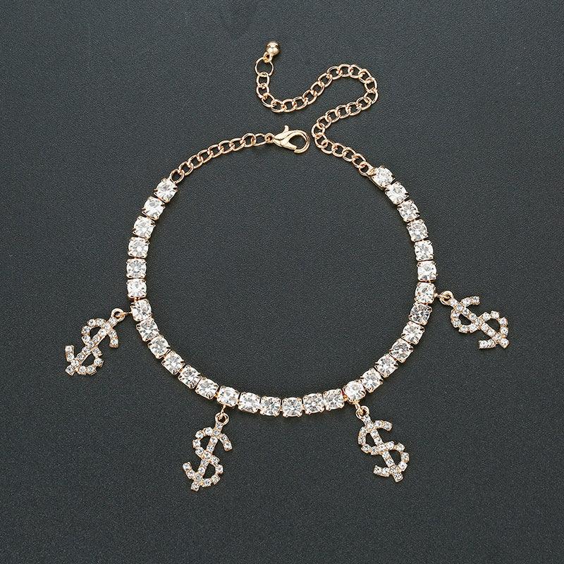 F6.Dollar Sign Creative Pendant Anklet - Elle Royal Jewelry