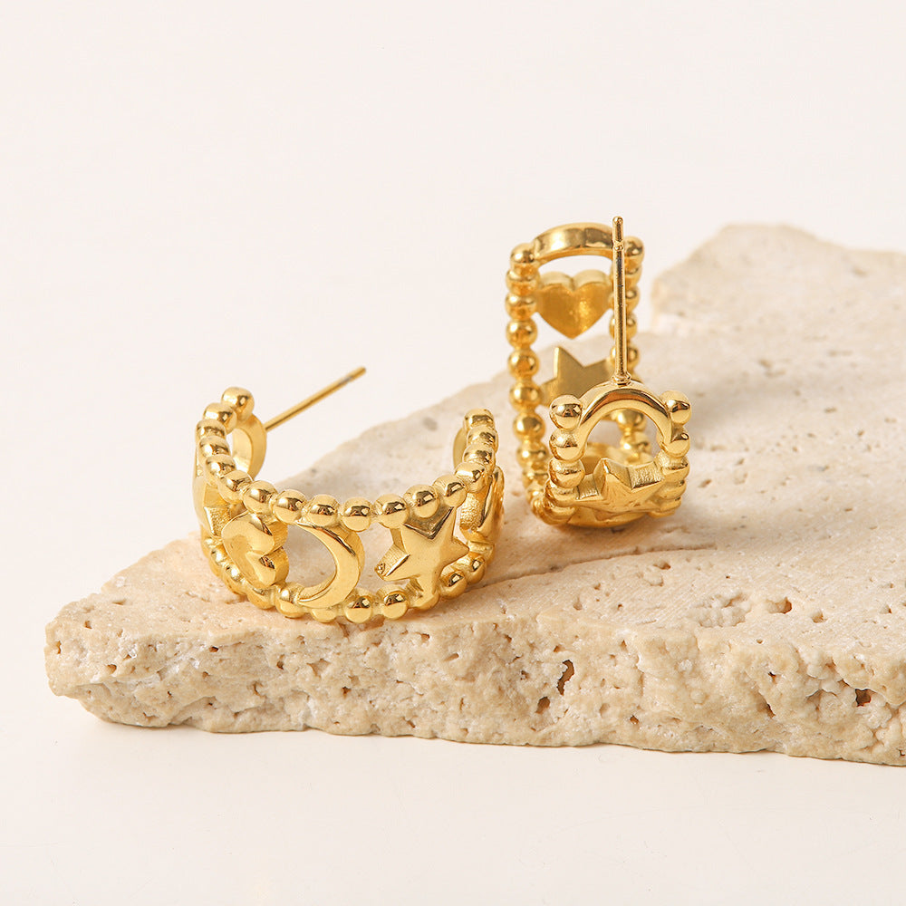 18K Gold C-Shaped Earrings