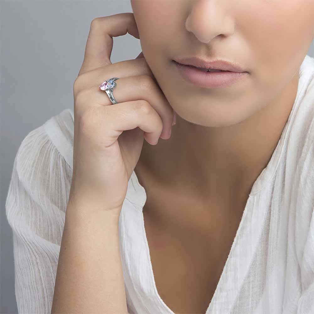 R16(Custom).Crystal clear heart diamond ring - Elle Royal Jewelry