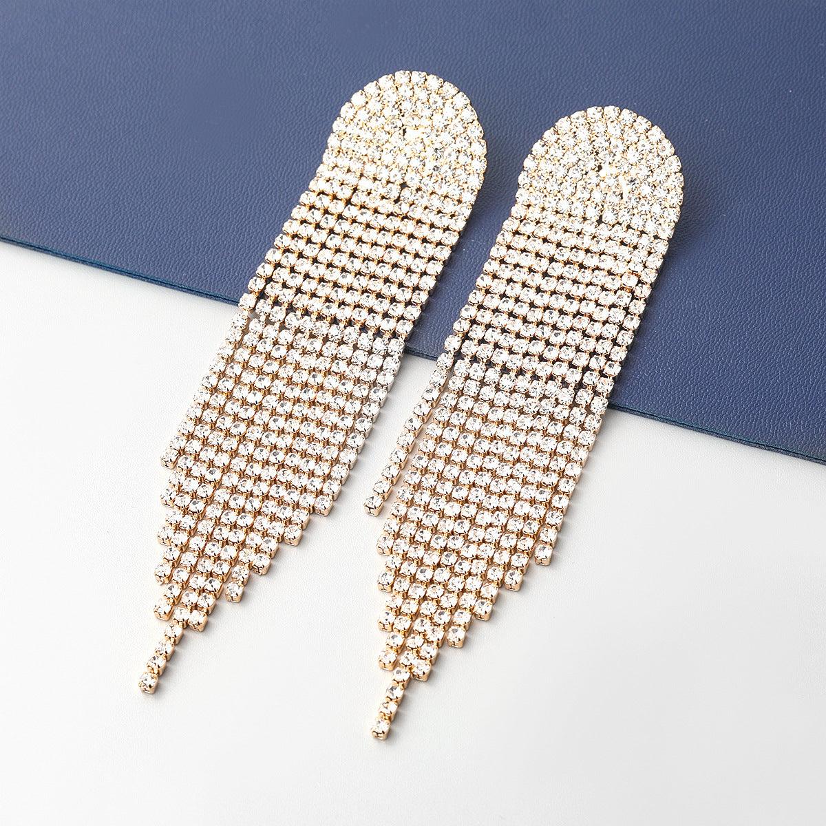 Super Sparkling Diamond Long Earrings - Elle Royal Jewelry