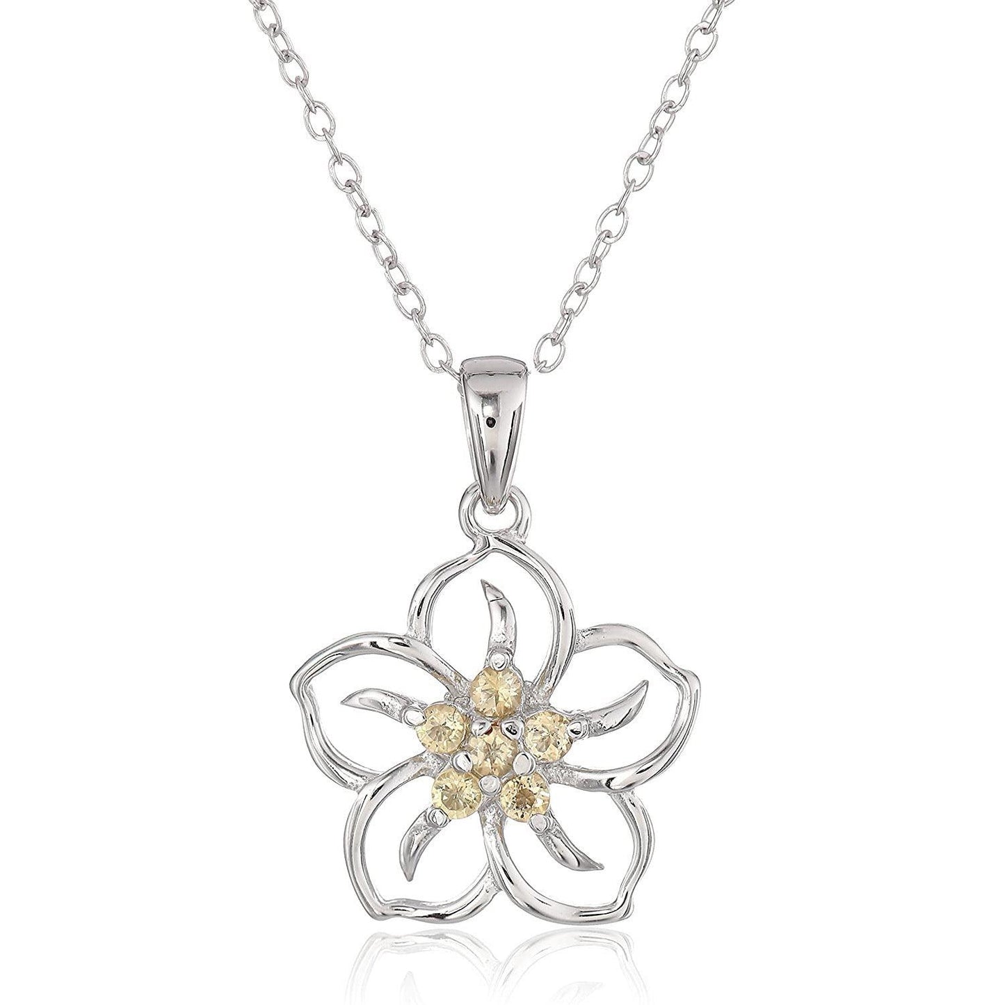 N3.S925 Flower Moissanite Pendant Necklace - Elle Royal Jewelry