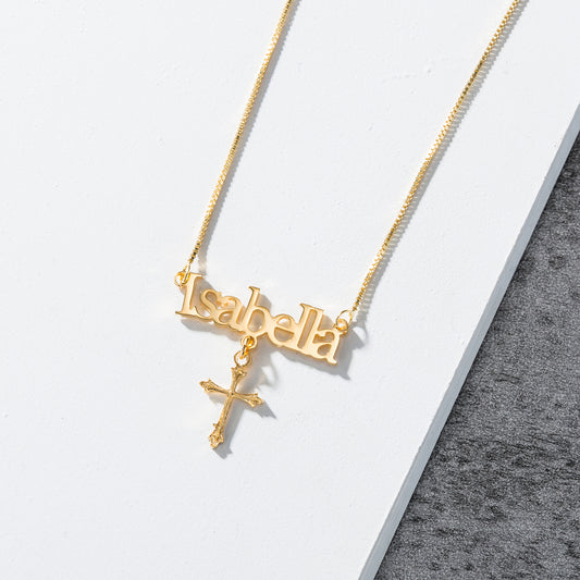 Fashion Simple With Cross Custom Name Necklace