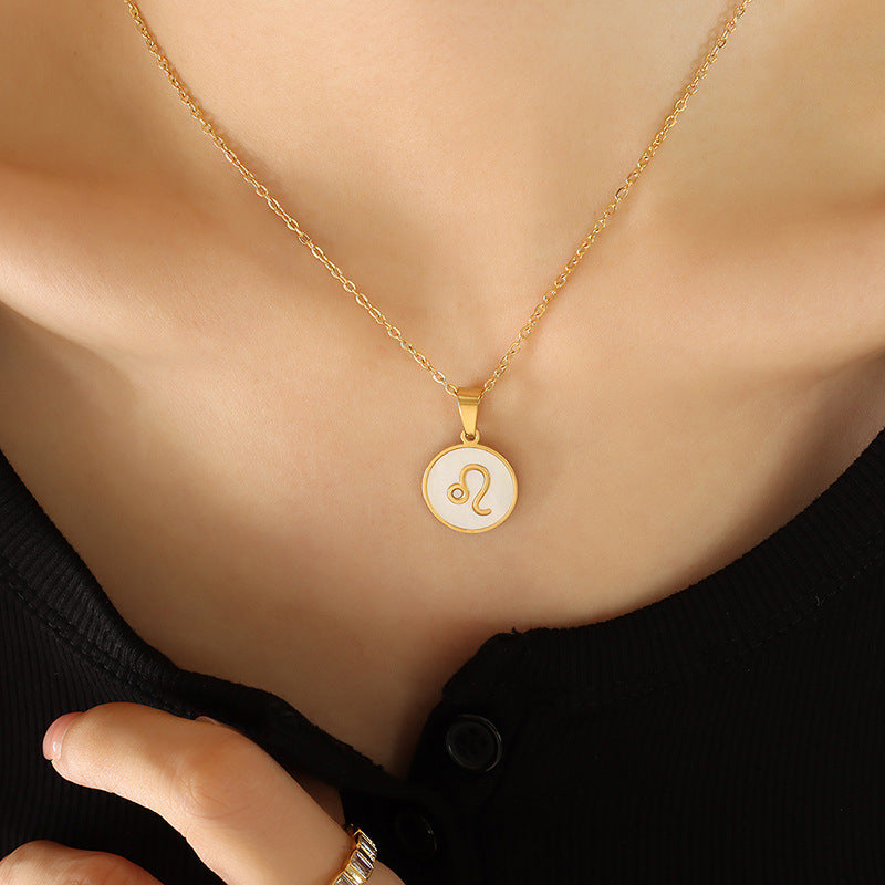 Exquisite Zodiac White Seashell Design Pendant Necklace