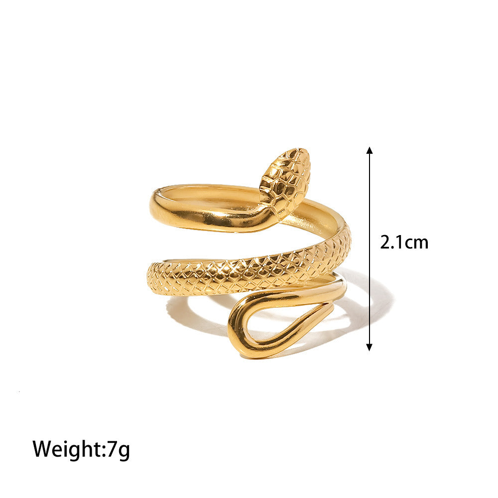 18K Gold Plated Classic Texture Snake Design Openwork Adjustable Ring