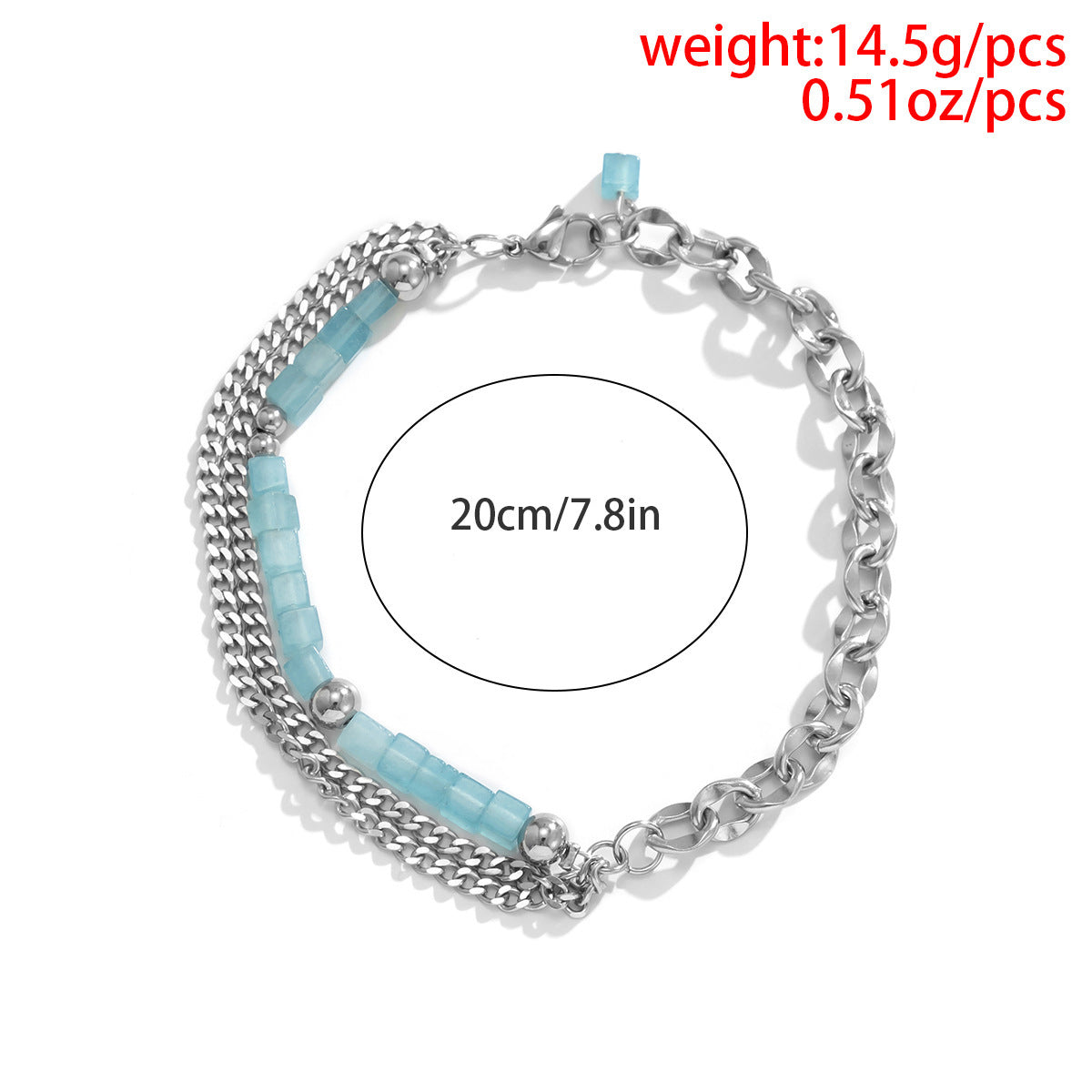 Men Square Crystal Panel Double Layer Men's Bracelet