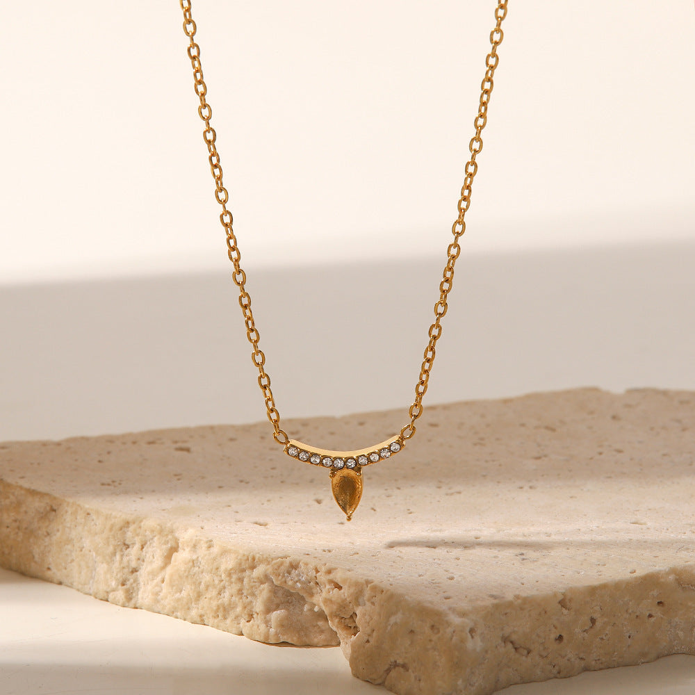 18k Gold Plated Fine Diamond Pendant Necklace