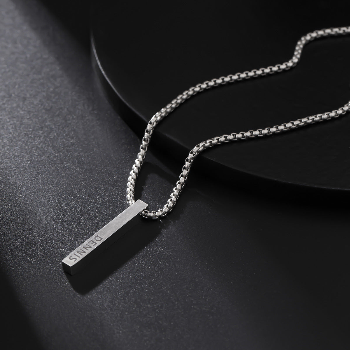 Men Fashion Simple Square Letter Pendant Necklace