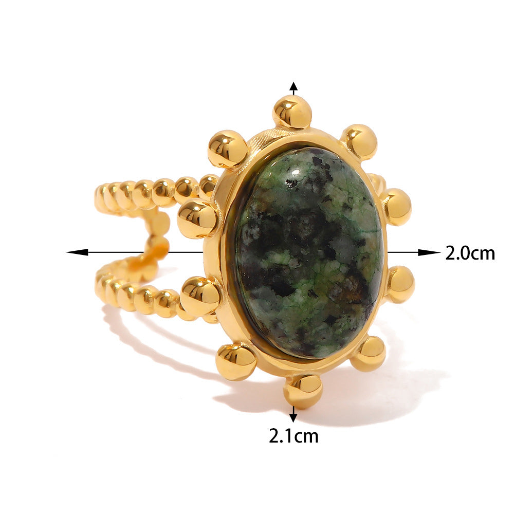 Beautiful Fashion Set Natural Turquoise Open Ring in 18K Gold