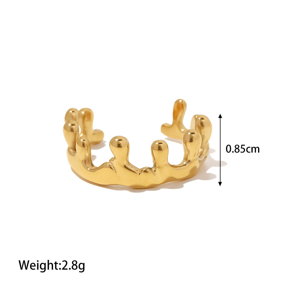 18K Gold Plated Crown Open Geometric Irregular Ring