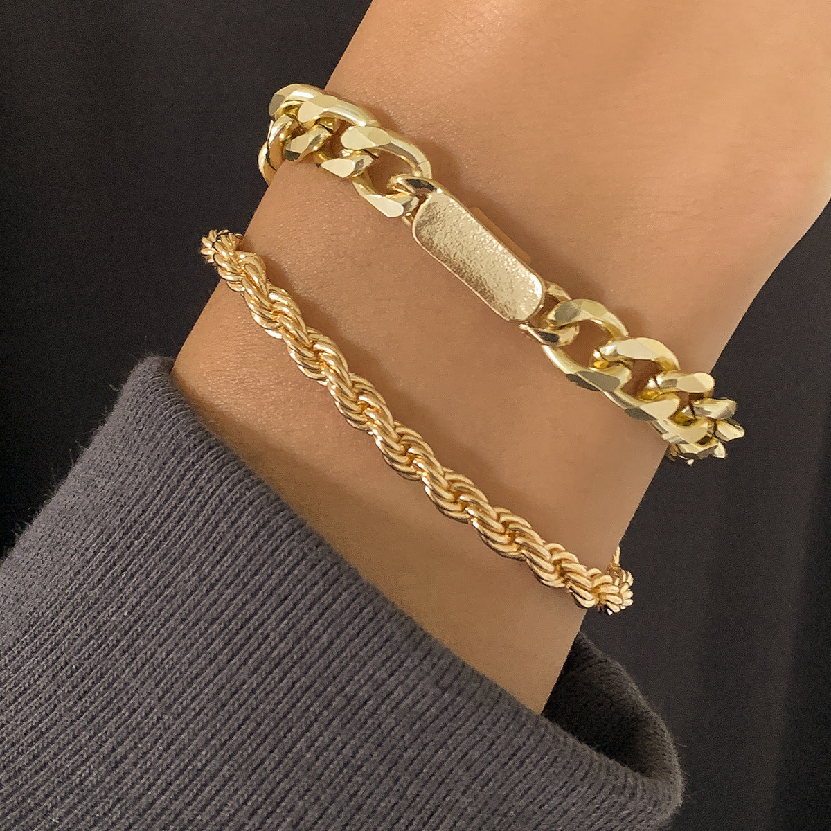 Double layered stitching versatile adjustable bracelet