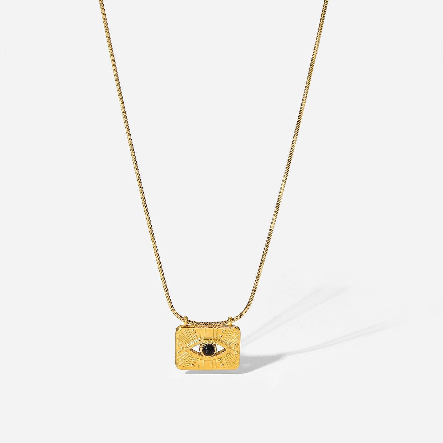 N31.French retro square eye pendant necklace - Elle Royal Jewelry