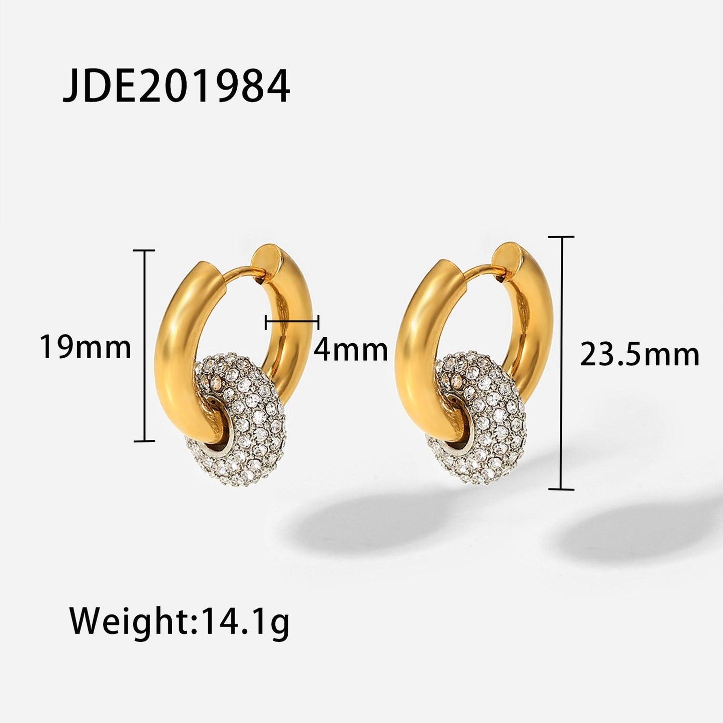 E10.Zircon Hoop Drop Earrings 18K Gold Earrings - Elle Royal Jewelry