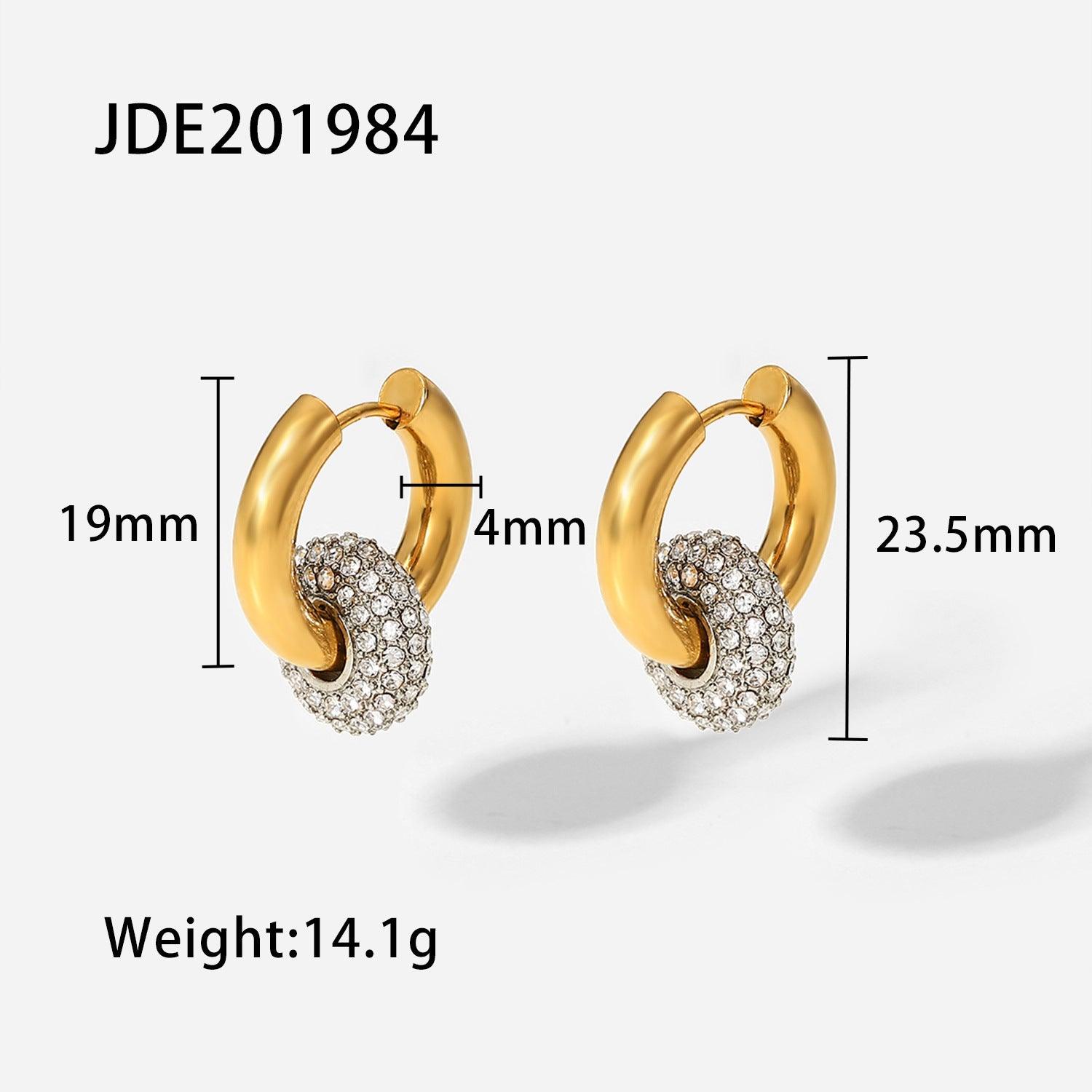 E10.Zircon Hoop Drop Earrings 18K Gold Earrings - Elle Royal Jewelry