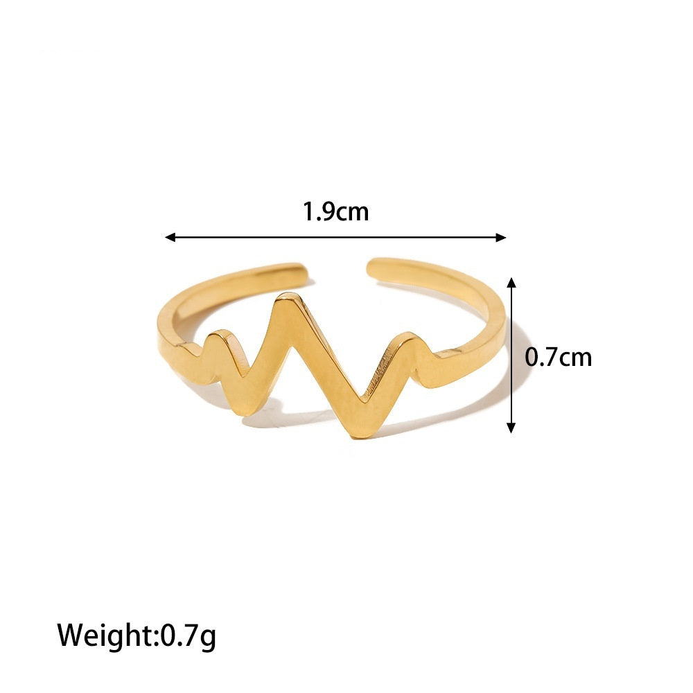 Versatile 18K Gold Plated Heartbeat Ring