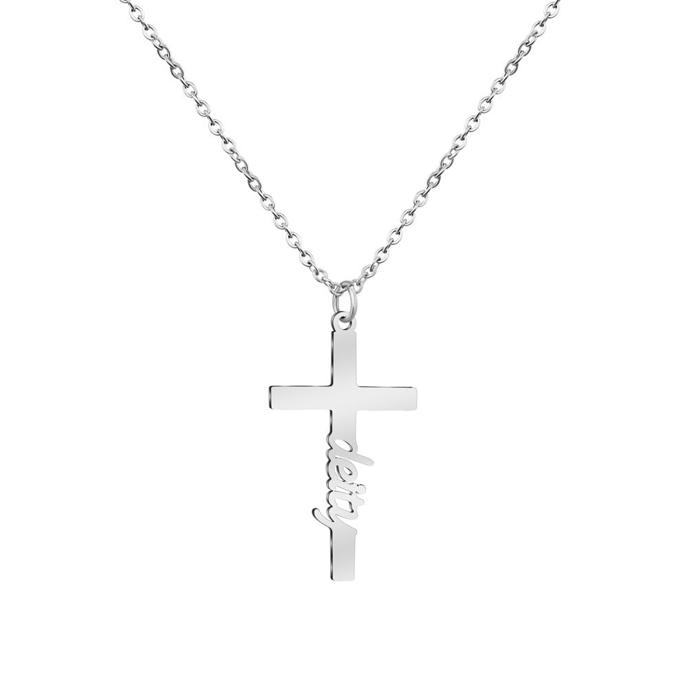 Fashion Creative Cross Customizable Name Pendant Necklace