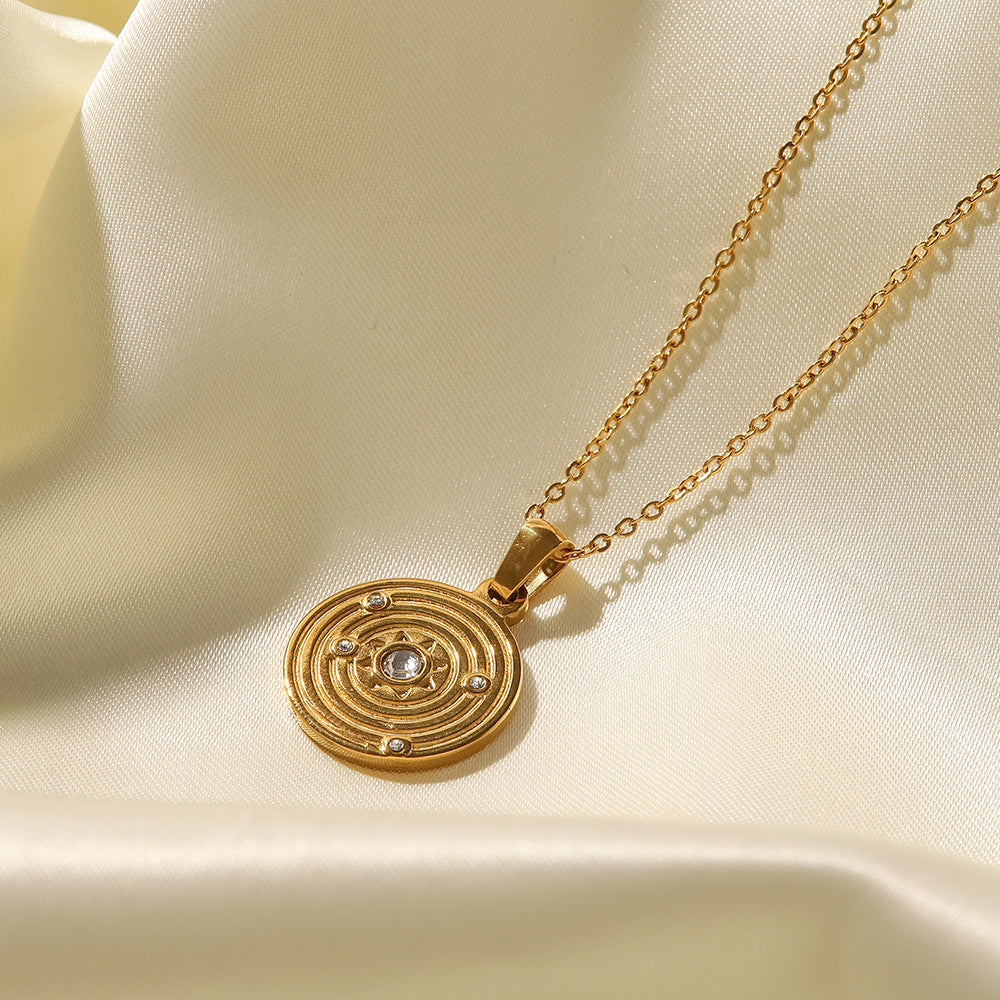 18K gold plated concentric circle pendant choker