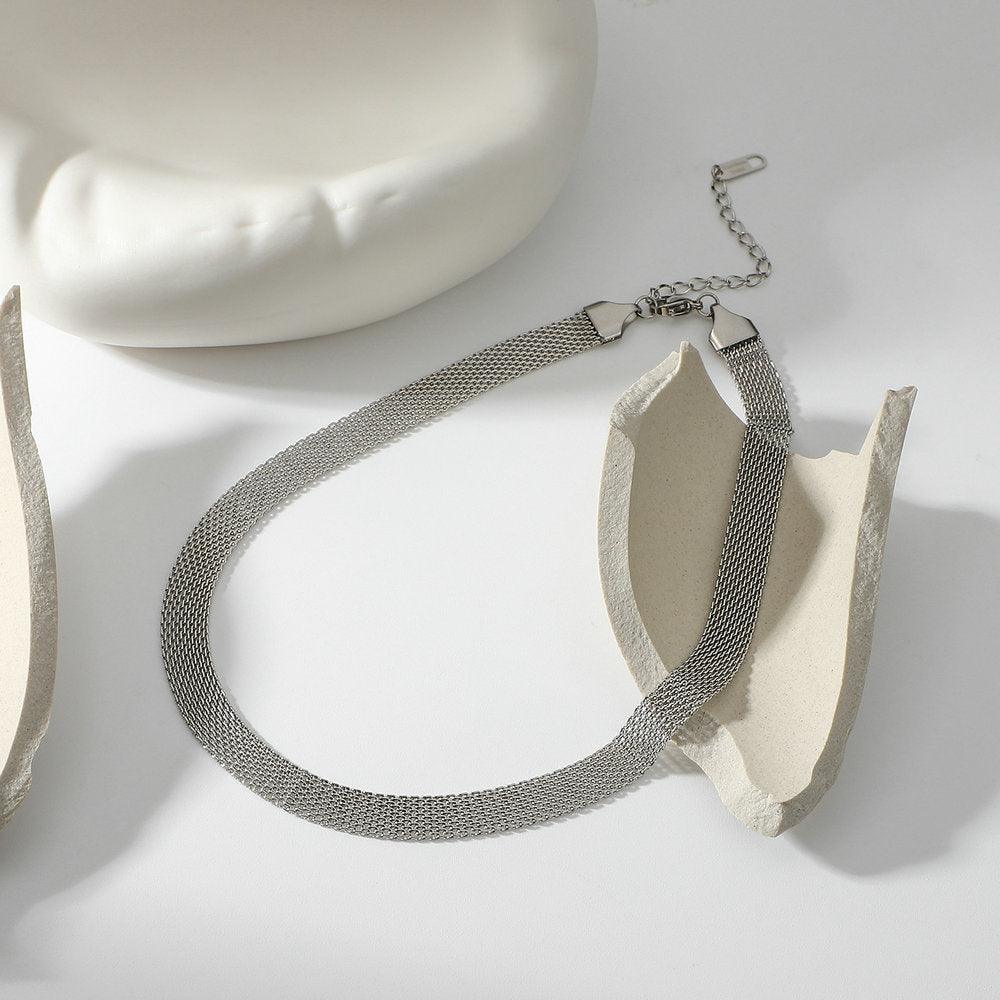 N30.Wide Density Strap Necklace - Elle Royal Jewelry