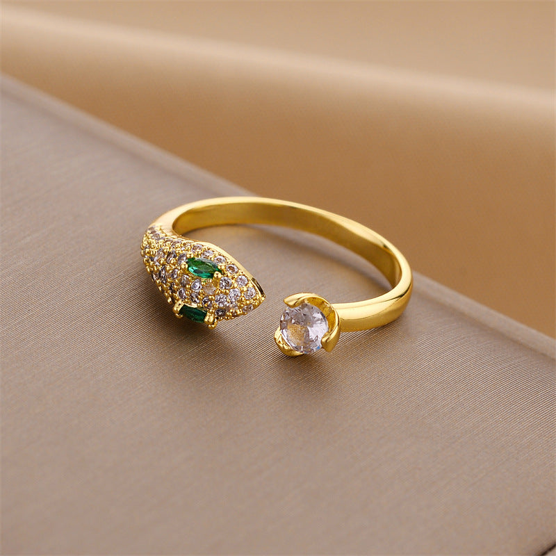 R25.Trendy zircon serpentine open ring