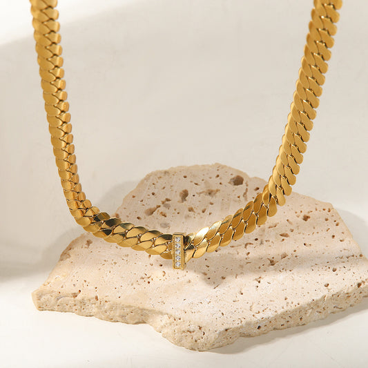 18K Gold Thick Chain Design Simple Hip Hop Style Necklace