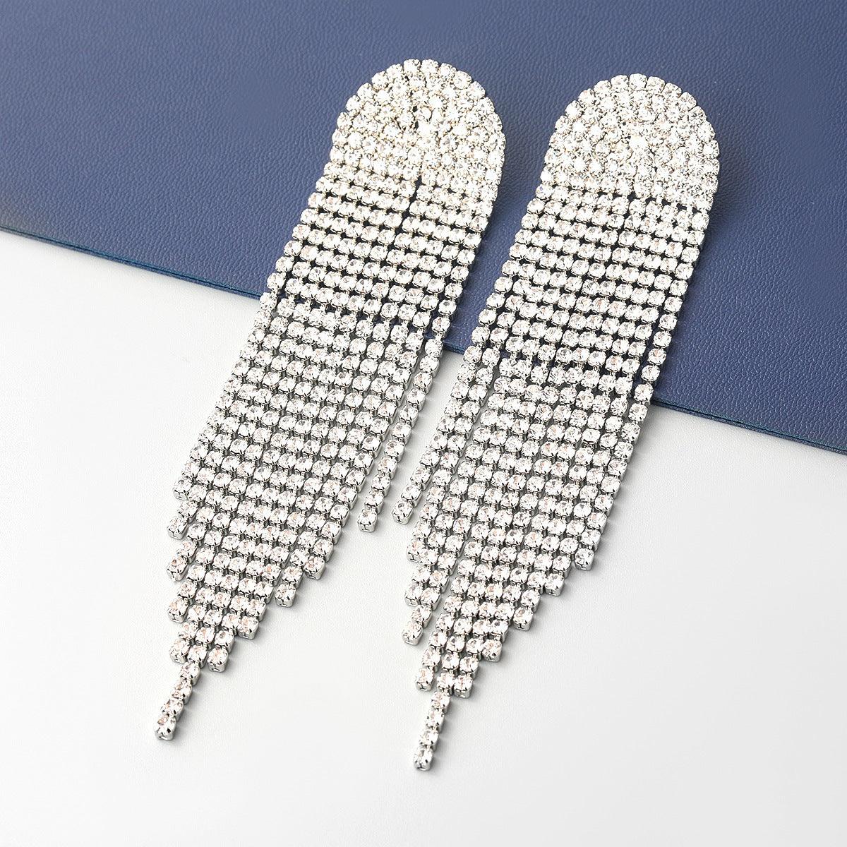 Super Sparkling Diamond Long Earrings - Elle Royal Jewelry