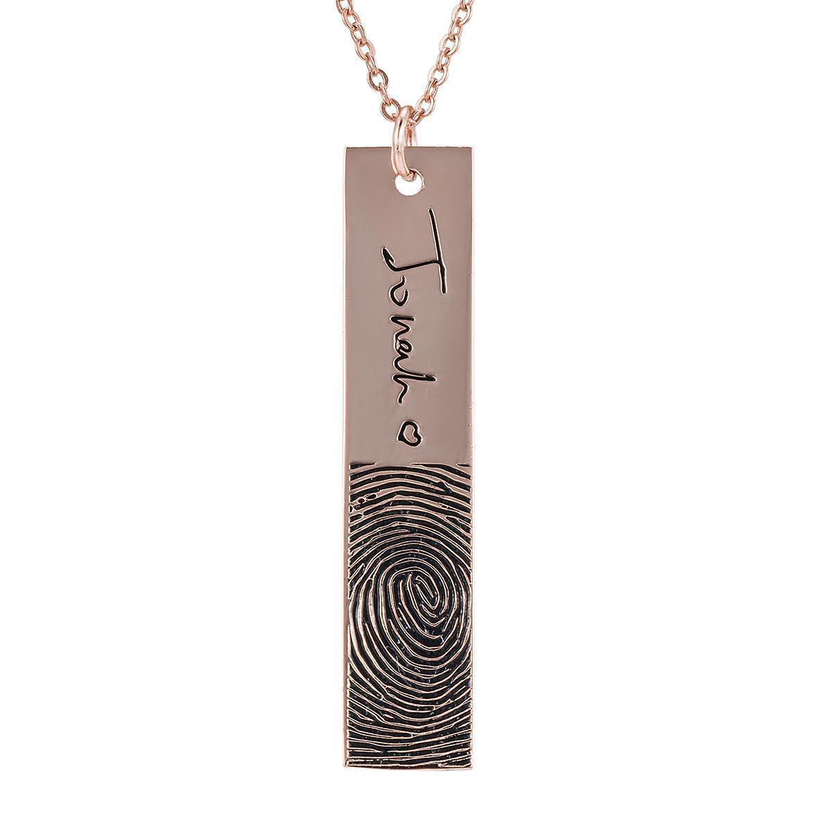 N10.Rectangular Simple Handwritten Signature Engraved Necklace - Elle Royal Jewelry