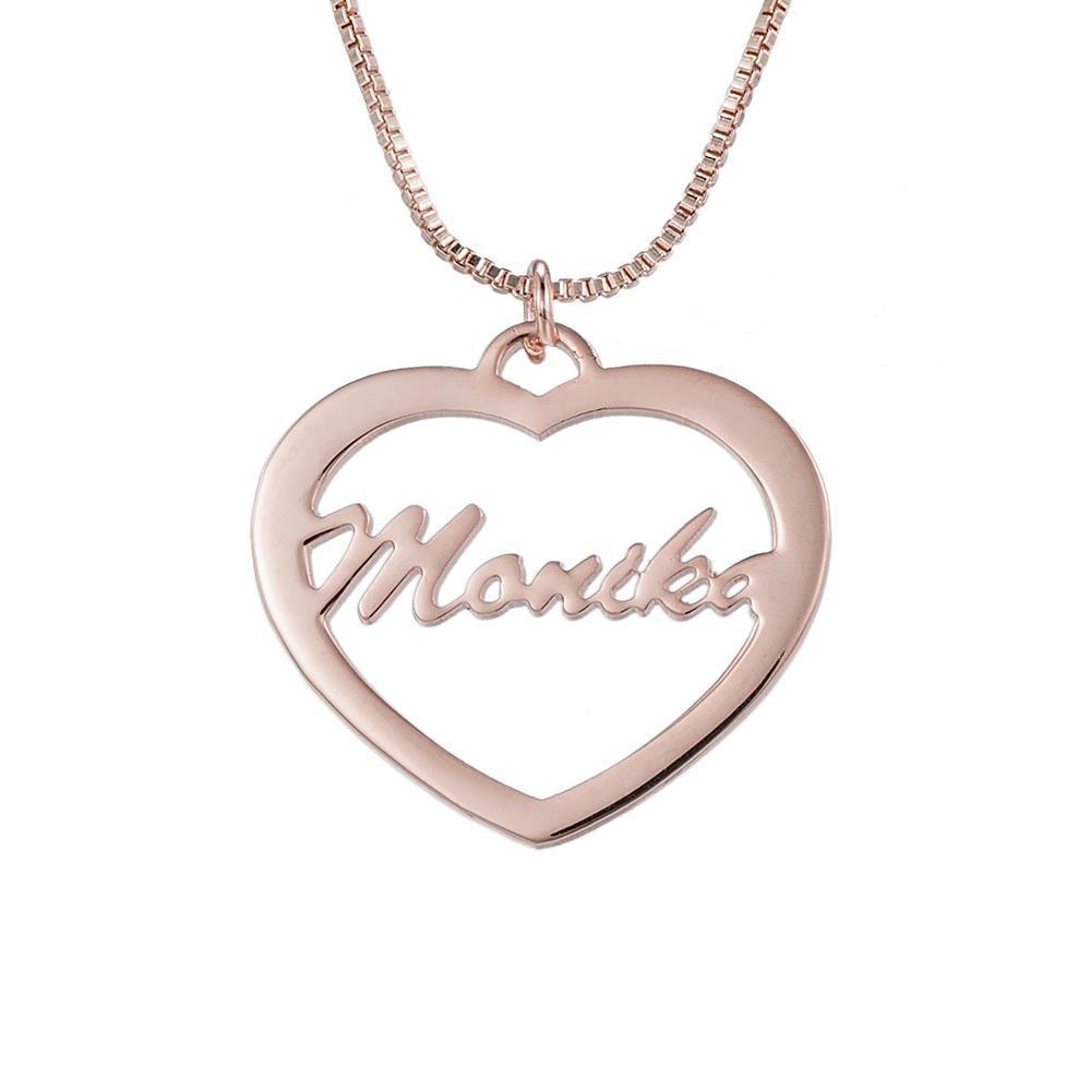 Noble Heart Cutout Design Custom Name Necklace