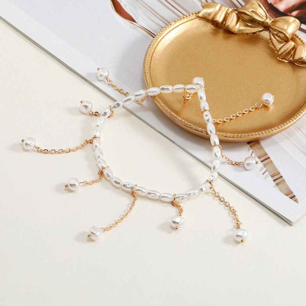 F4.Faux Pearl Pendant Anklet - Elle Royal Jewelry