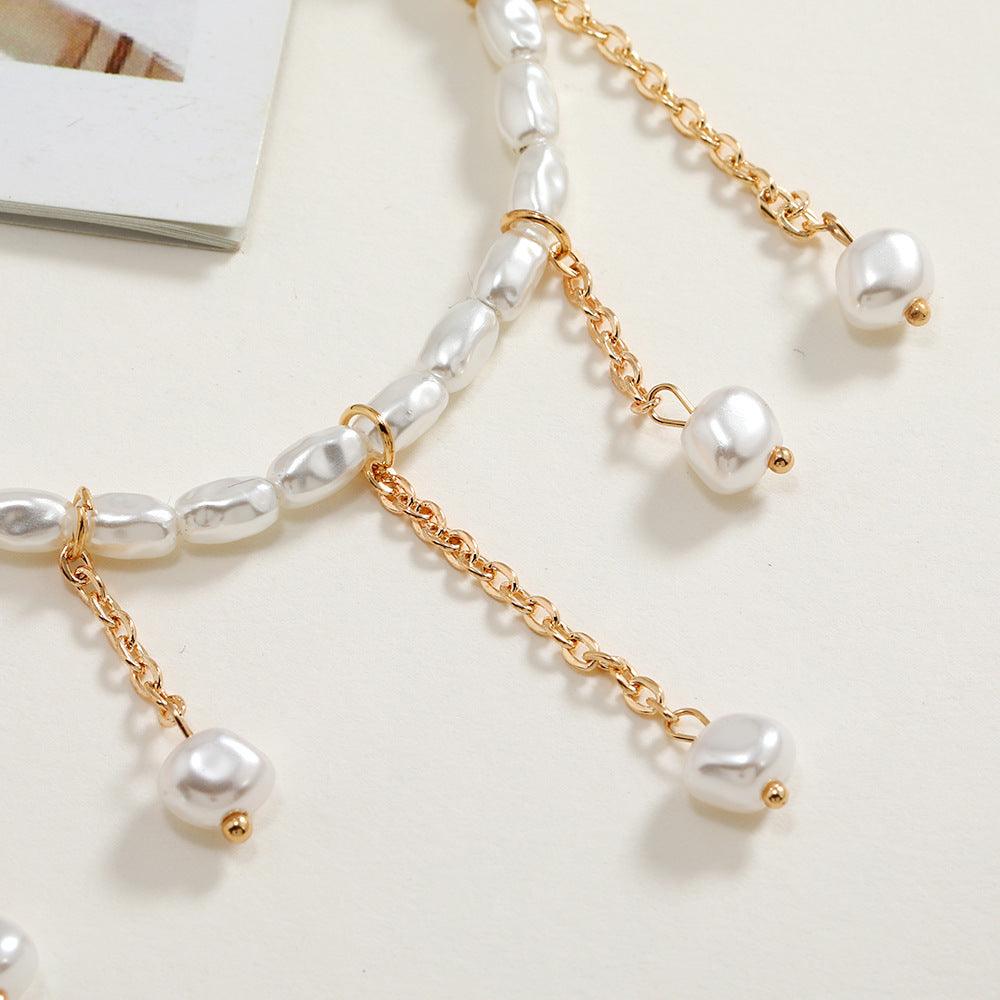 F4.Faux Pearl Pendant Anklet - Elle Royal Jewelry