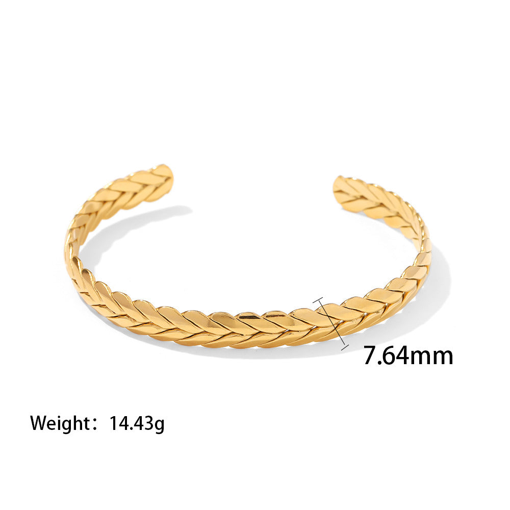 18k Gold Plated Wheat Ear Shaped Open Bracelet