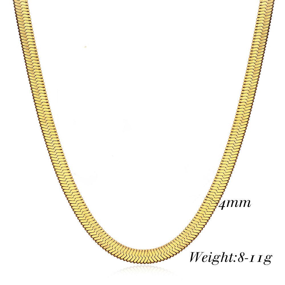 N34.18K Gold Plated Pop Snake Bone Chain Necklace - Elle Royal Jewelry