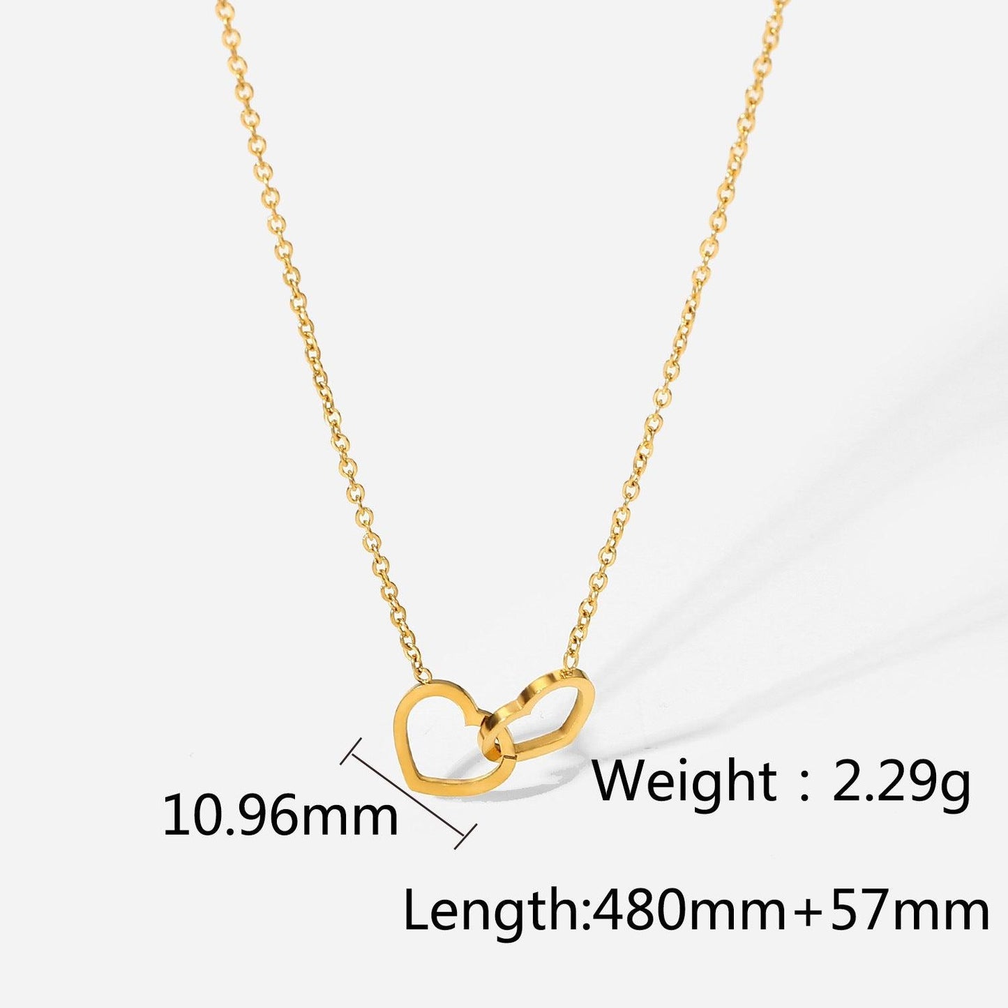 N37.Hot Sale 18K Gold Double Heart Necklace - Elle Royal Jewelry