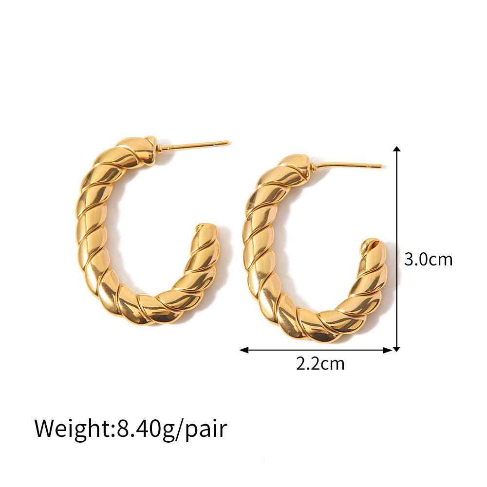 18K gold-plated C-shaped twist all-match earrings