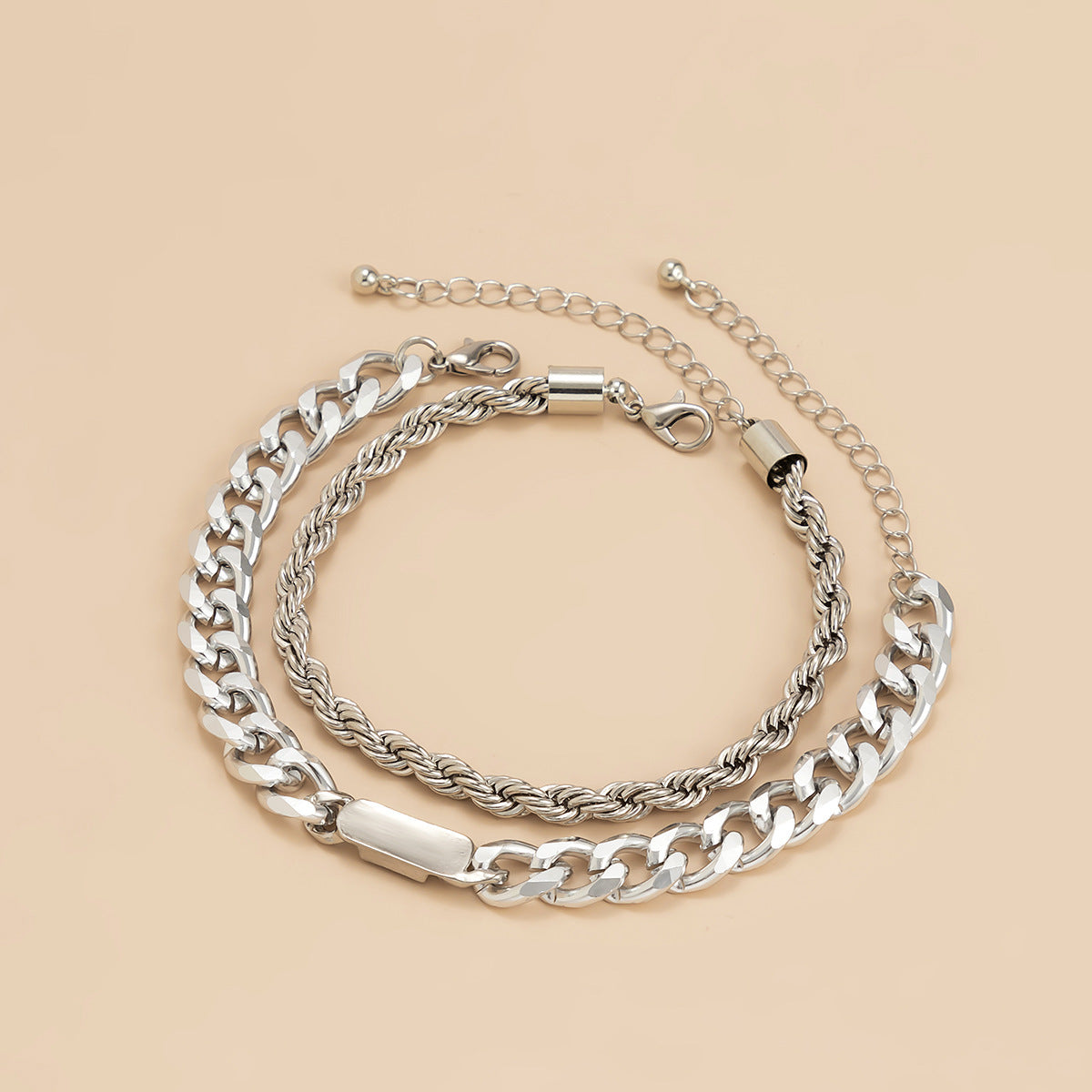 Double layered stitching versatile adjustable bracelet