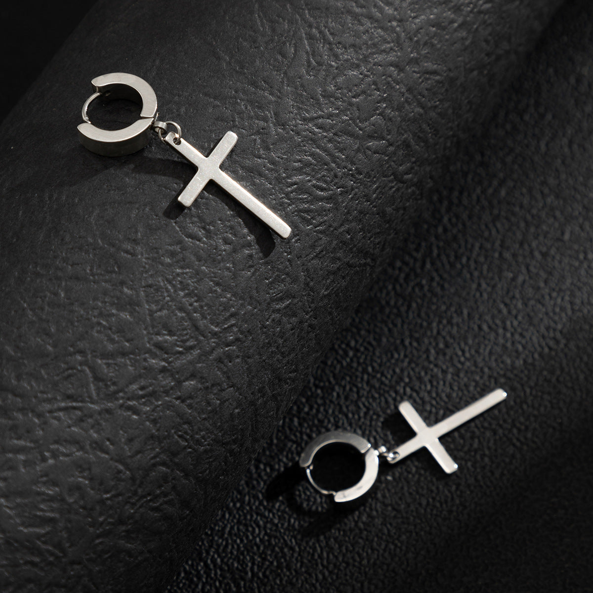 Men Fashionable cross design simple cold style all-match women earrings