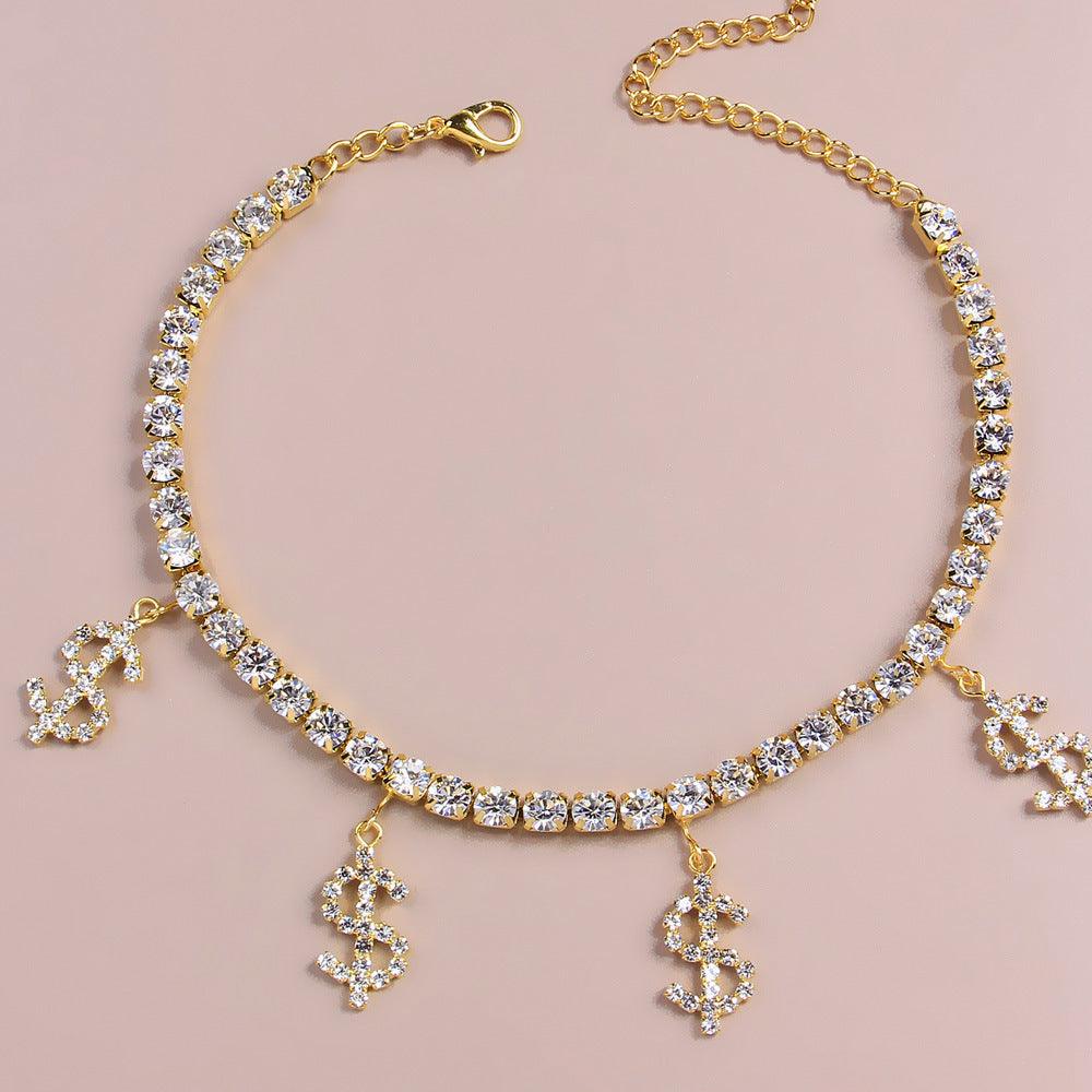 F6.Dollar Sign Creative Pendant Anklet - Elle Royal Jewelry