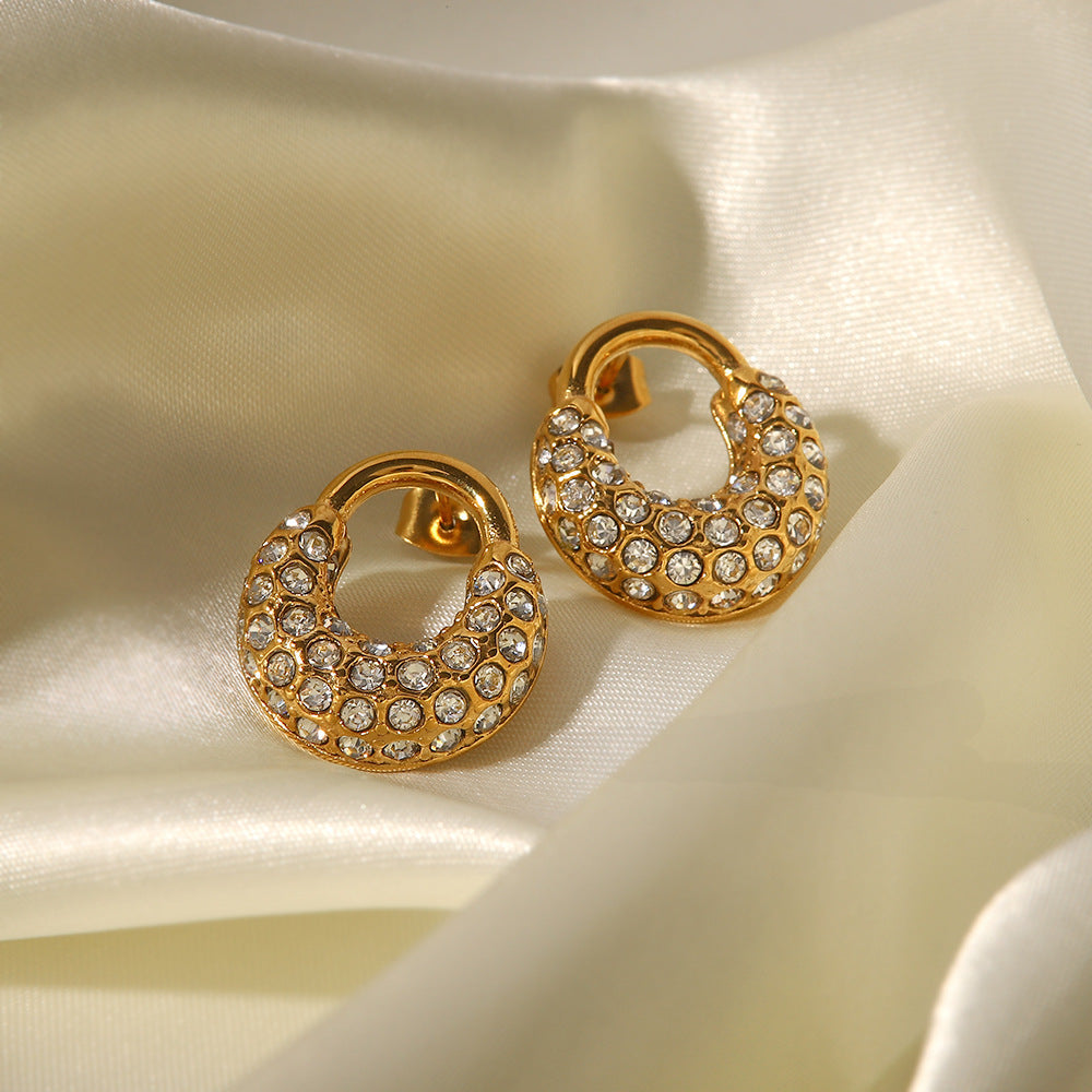 18K Gold Plated White Diamond Drop Earrings