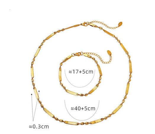 18K Gold Fashion Hip Hop Style Versatile Necklace Bracelet Set