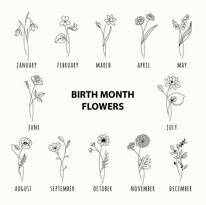 Month birthday flower pendant necklace