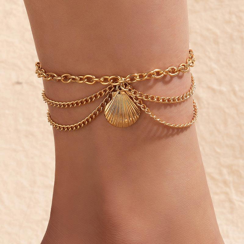 F5.Geometric Multilayer Creative Anklet - Elle Royal Jewelry