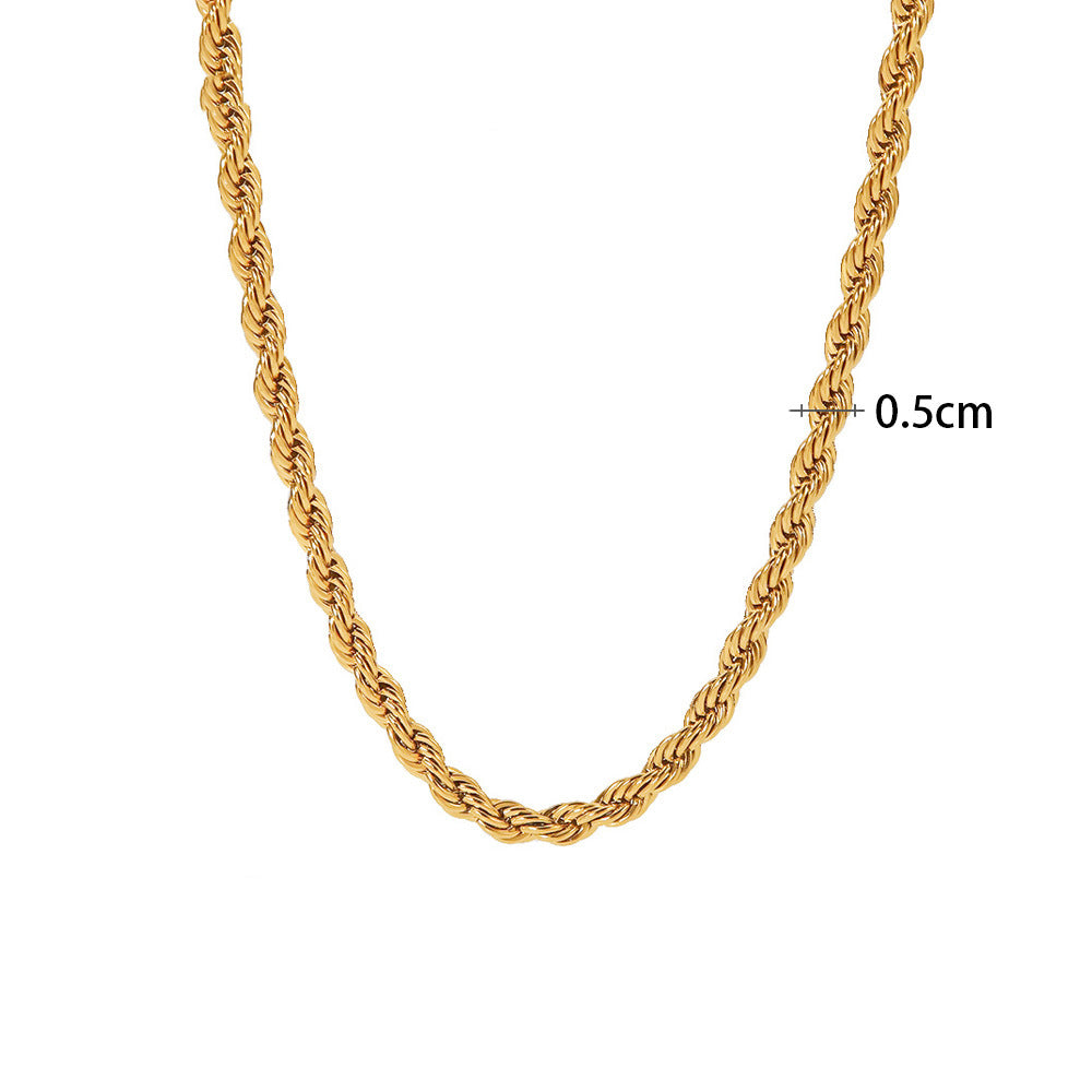 18K Gold Vintage Simple Cuban Chain Design Versatile Necklace