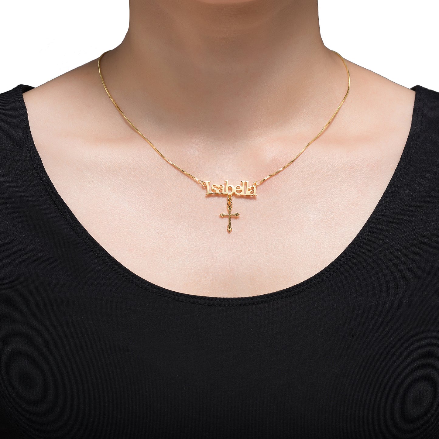 Fashion Simple With Cross Custom Name Necklace