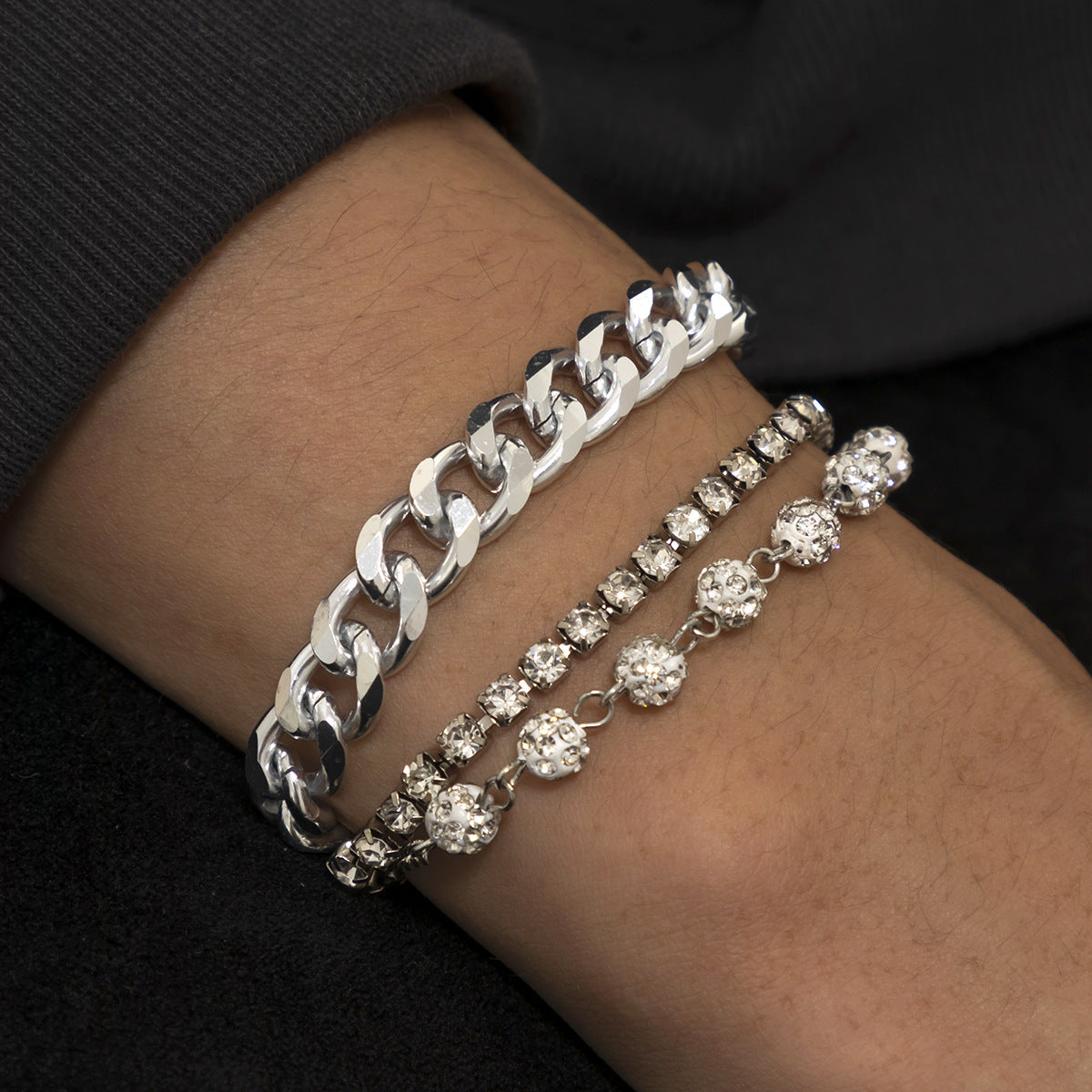 Men Noble Multi-Layer Cuban Chain Diamond Versatile Bracelet