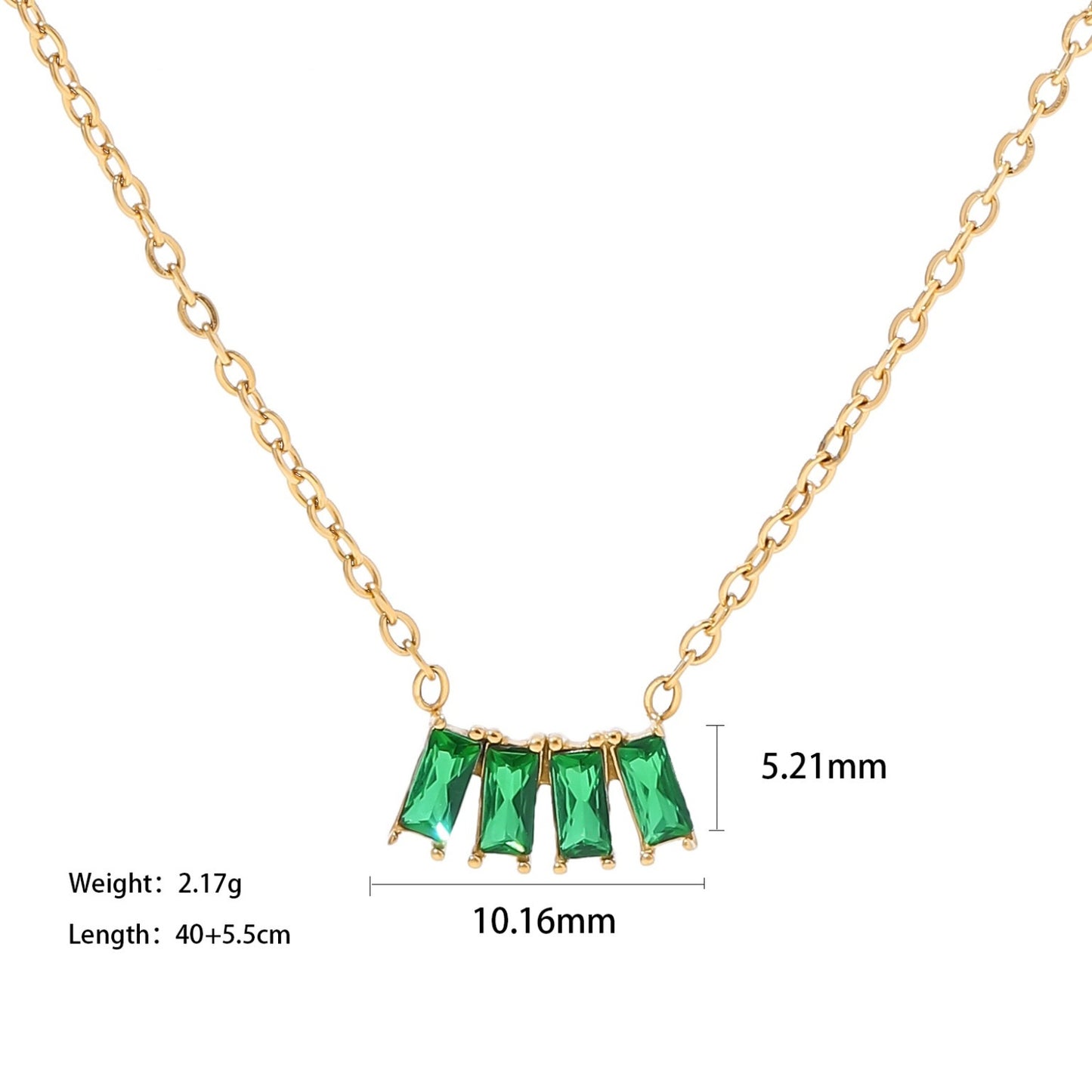 18K gold plated necklace with pink/white /l green zircon